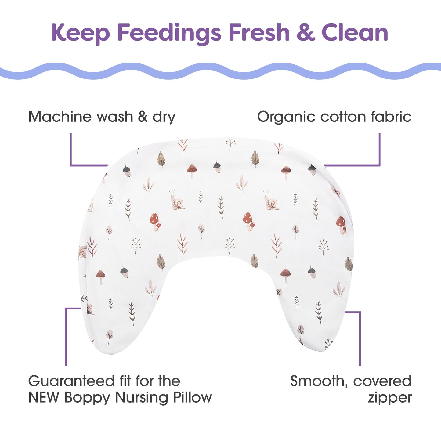 New Boppy Nursing Pillow Organic Cotton Cover