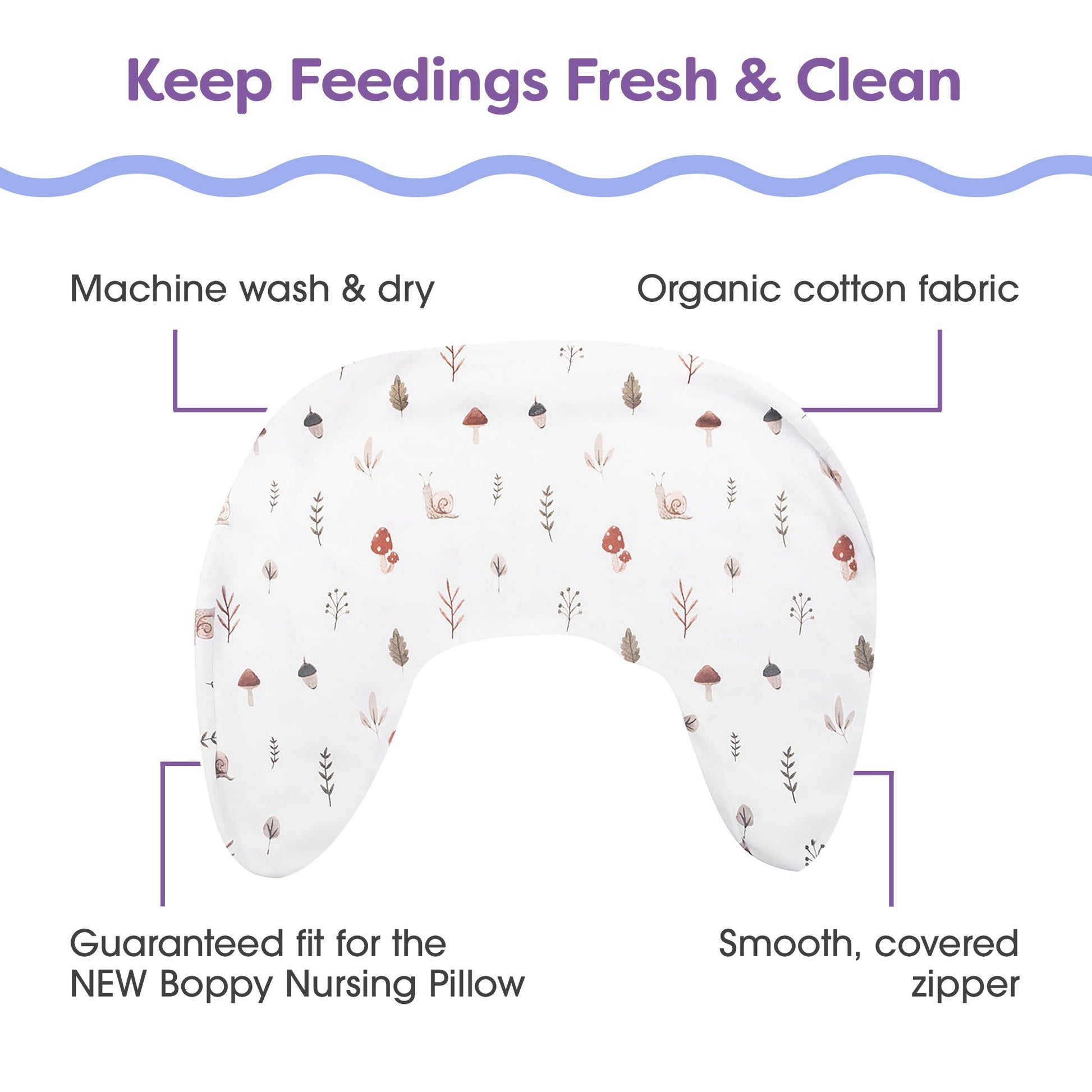 New Boppy Nursing Pillow Organic Cotton Cover