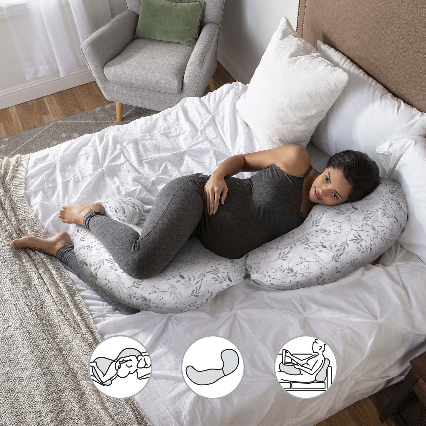 Total Body Pregnancy Pillow with Removable Pillow Cover